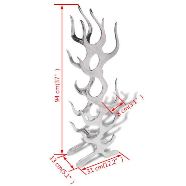 Flaskställ - Maison Exclusive - Silver aluminium - Designerflamformad - 9 flaskor Silver
