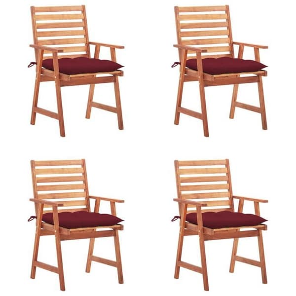 Maison Exclusive - Utomhusmatstolar set om 4 med kuddar i massiv akacia