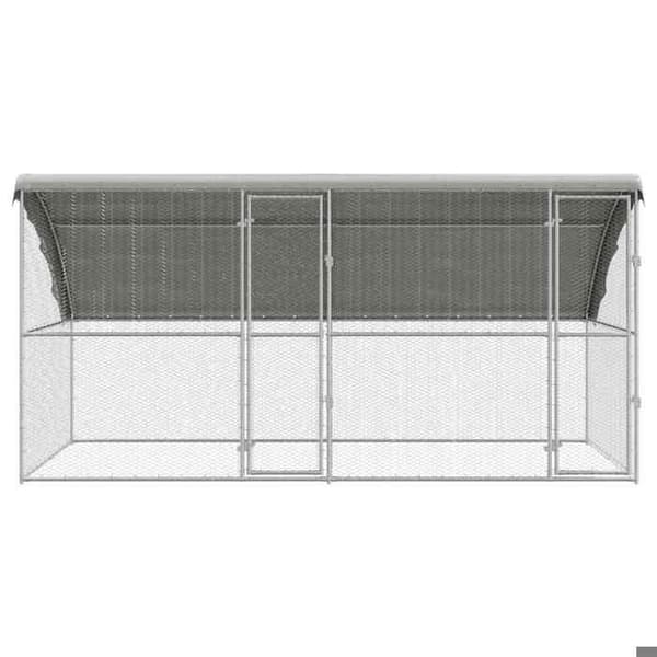 Maison Exclusive - Hønsebur med 2 døre 2 rum Sølv 400x200x200cm Silver