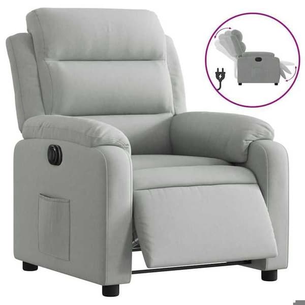 Maison Exclusive - Elektrisk recliner i lys grå velour