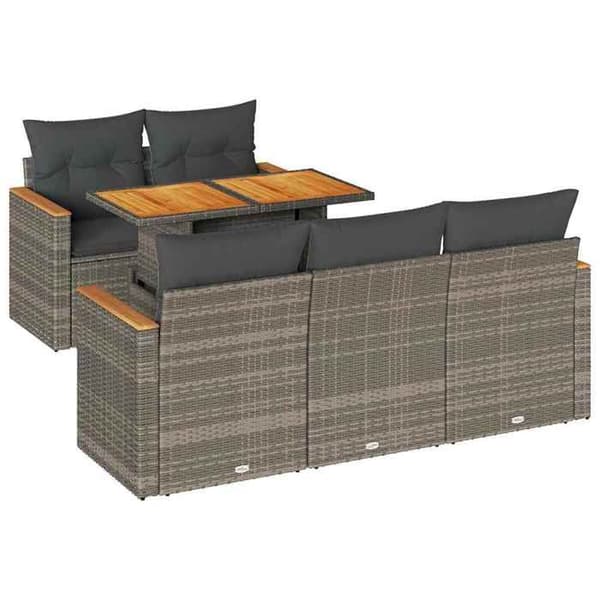 Maison Exclusive - Trädgårdsmöbler med kuddar 6 delar grå flätad resin akacia