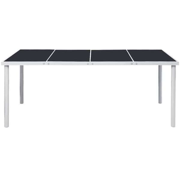 Havemøbel - EKSKLUSIV HUS - 190x90x74 cm - Rektangulær - Glasplade - Sort stålramme Svart