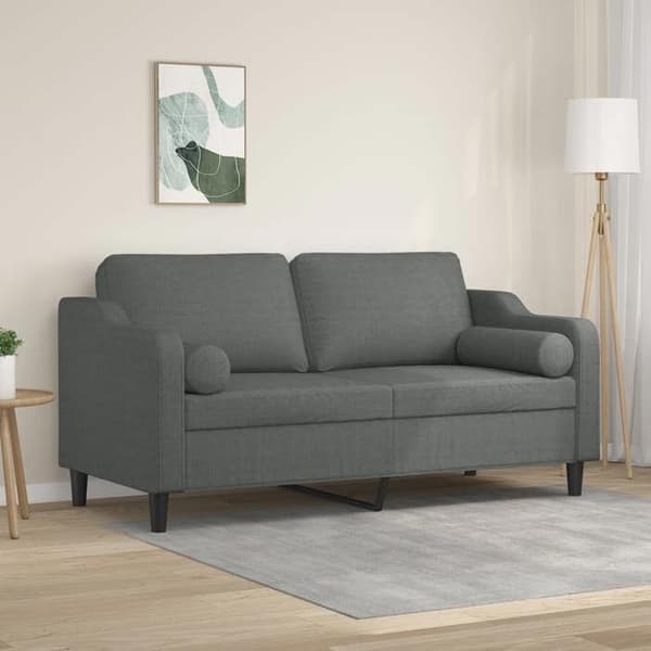 Soffa 2 platser - Maison Exclusive - mörkgrå - tyg 100% polyester - robust metallram mörkgrå