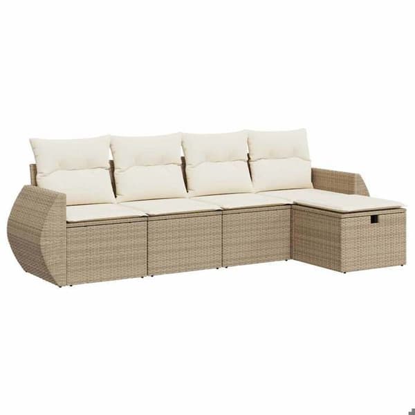Maison Exclusive - Trädgårdsmöbler med kuddar 5 delar beige flätad resin beige