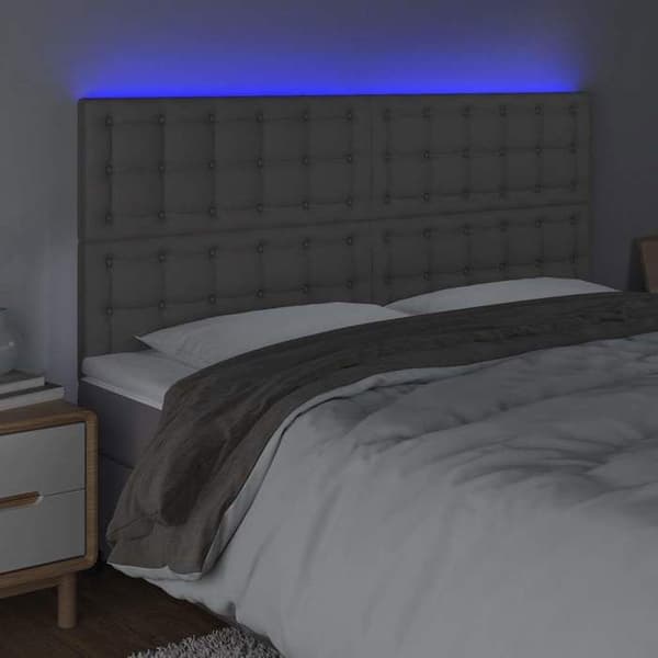 Maison Exclusive - LED Hovedgærde Grå 200x5x118/128 cm Syntetisk Læder