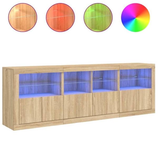 Maison Exclusive - Buffet med LED-lys i sonoma eg 202x37x67 cm