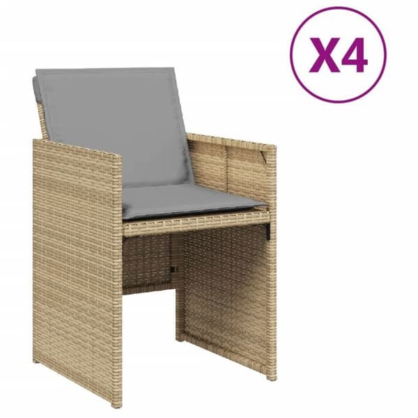 Maison Exclusive - Trädgårdsstolar med kuddar, set om 4, blandning beige