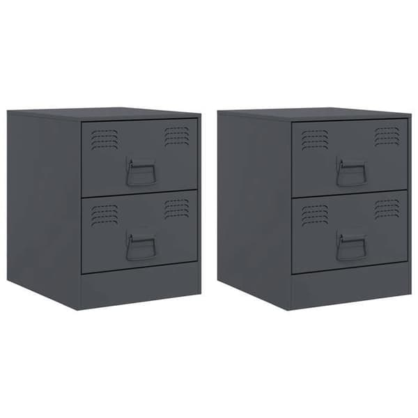 Maison Exclusive - Sängbord 2 st antracit 34,5x39x44 cm stål