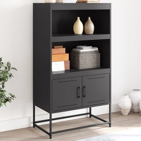 Maison Exclusive - Sort høj buffet 68,5x38,5x123,5 cm stål Svart