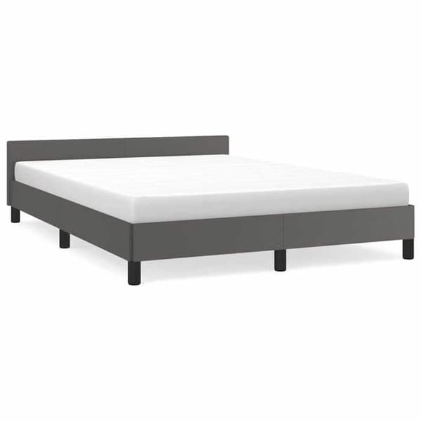 Sengestel - MAISON EXCLUSIVE - Maison Exclusive - 140 x 190 cm - Grå kunstlæder - Lamelseng Grå