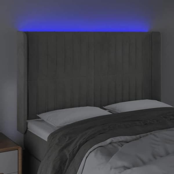 Maison Exclusive - LED-päätyharso Vaaleanharmaa 147x16x118/128 cm Sametti ljusgrått