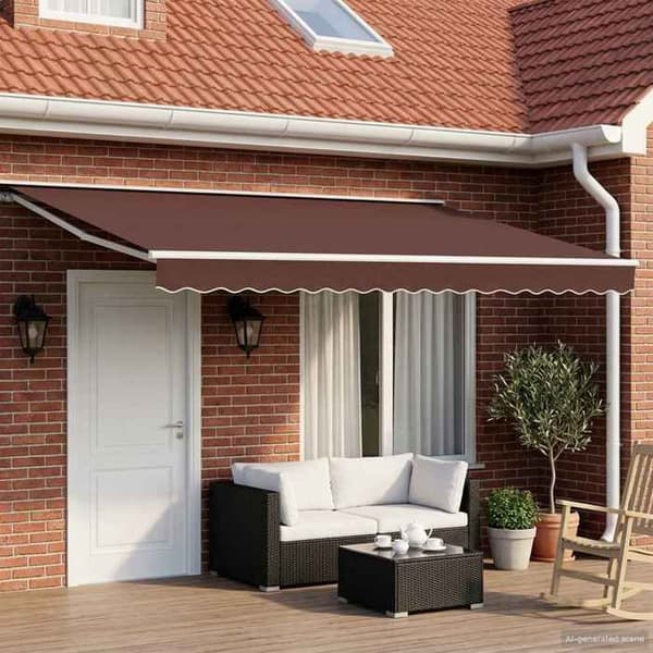 Maison Exclusive - Manuel retrækkelig markise Brun 5 × 3,5 m