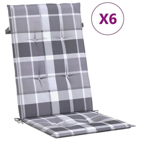Maison Exclusive - Stolar med hög rygg, 6-pack, grå rutiga kuddar