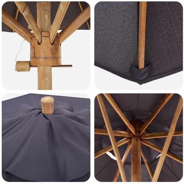 Maison Exclusive - Haveparasol Ø 150 x 210 cm Rund Bambus Mørkegrå