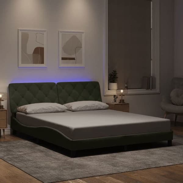 Sengestel - MAISON EXCLUSIVE - Maison Exclusive - 160x200 cm - Lys grå velour - Indbygget LED USB 5V ljusgrått