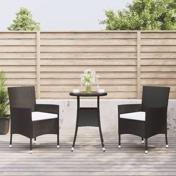 Maison Exclusive - Havebistro sæt 3 dele med sorte puder i poly rattan