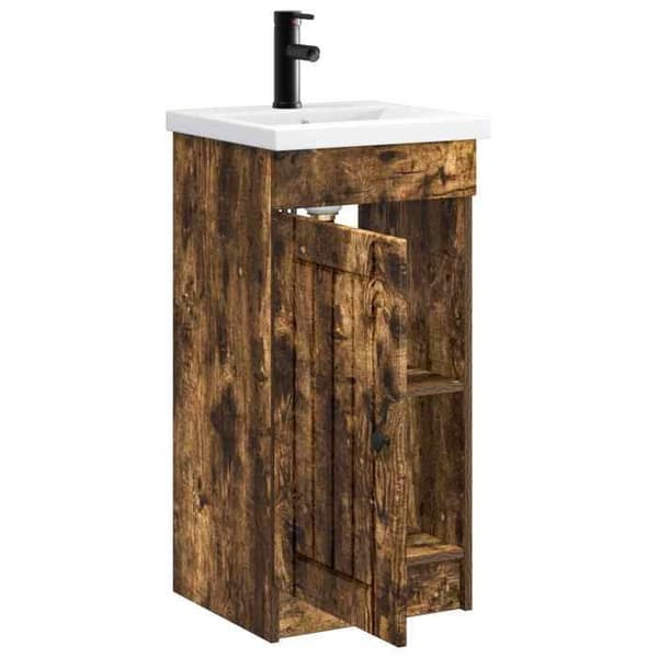 Maison Exclusive - Badeværelsesmøbel med vask Røget eg 42 x 40 x 84,5 cm