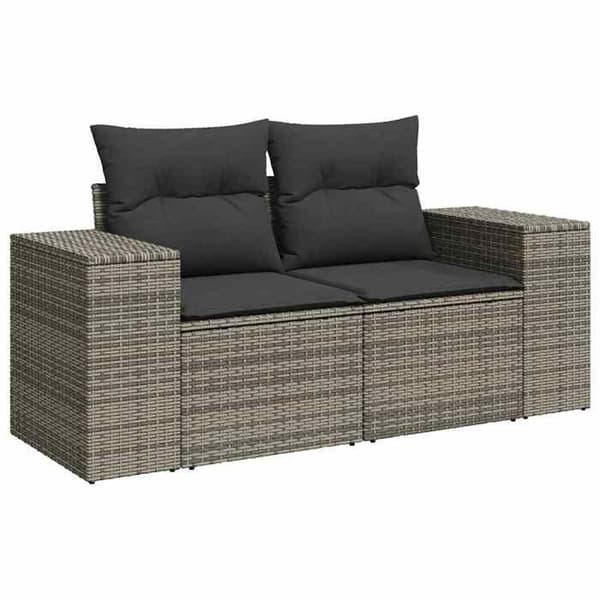 Maison Exclusive - Trädgårdsmöbler med kuddar 7 delar grå flätad resin