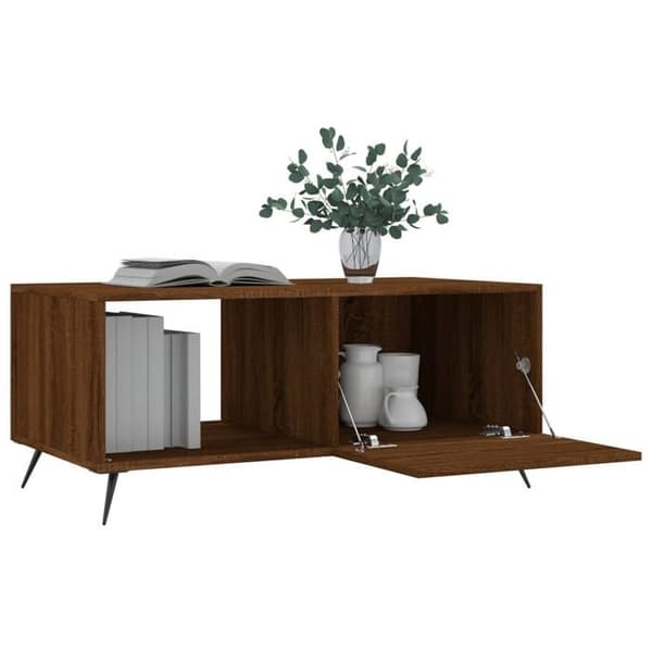 Bord - EKSKLUSIV HUS - 90x50x40 cm - Ingeniørtræ - Stort opbevaring - Jernben Brun ek