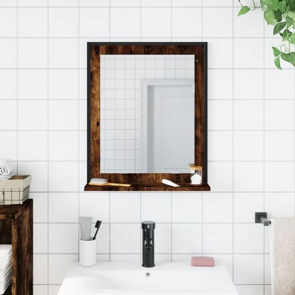 Maison Exclusive - Badeværelsesspejl og hylde i røget egetræ, ingeniørtræ