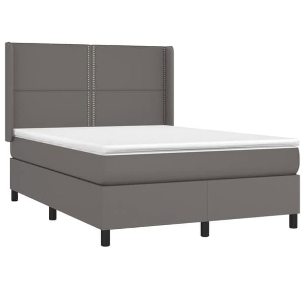 Maison Exclusive - Madras med lameller, LED-seng, Grå 140x190cm Imitationslæder