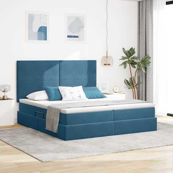 Maison Exclusive - Förvaringssäng med mörkblå lagring 180 x 200 cm Sammet Mörkblå