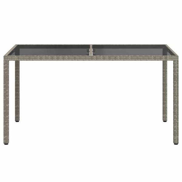 Maison Exclusive - Puutarhapöytä 150x90x75 cm Karkaistu lasi ja polyrottinki Harmaa