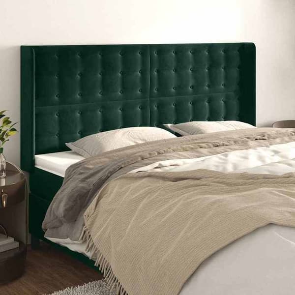 Maison Exclusive - Päätylevy korvilla Tummanvihreä 183x16x118/128 cm Sametti Mörkgrön