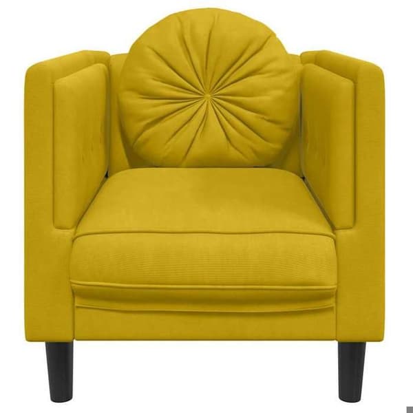 Stol - EKSKLUSIVT HUS - Pude Model - Velour - Gul - Polstret Gul
