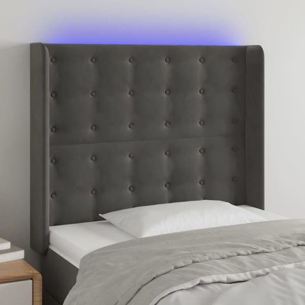 Maison Exclusive - LED-päätyharso Tummanharmaa 93x16x118/128 cm Sametti Mörkgrå