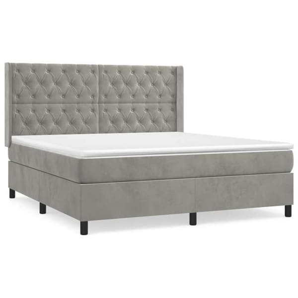 Maison Exclusive - Seng solid bund med socker og madras Grå 160x200cm Velour