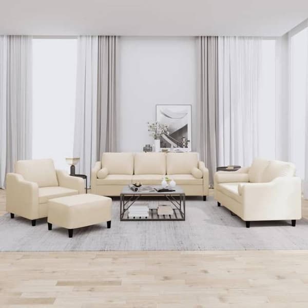 Maison Exclusive - Sæt af 4 sofaer med cremefarvede puder i stof