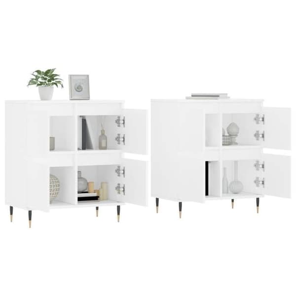 Maison Exclusive - Buffeter 2 stk hvidt ingeniørtræ Vit