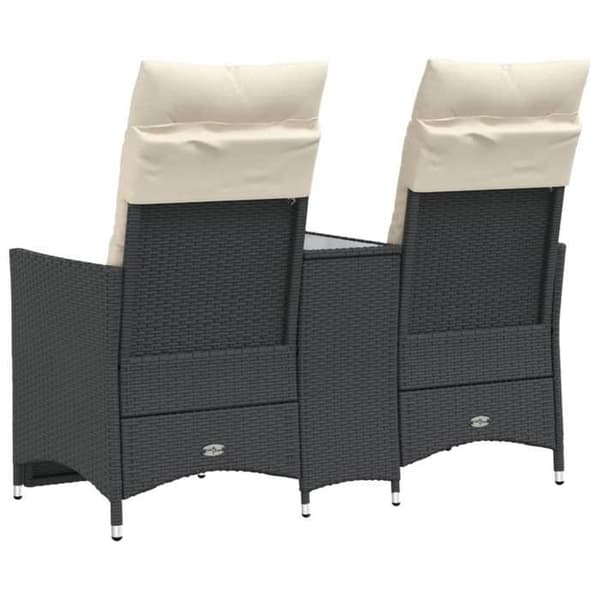 Havemøbel - EKSKLUSIVT HUS - Justerbart - 2 pladser - Sort poly rattan - Indbygget midterbord Svart