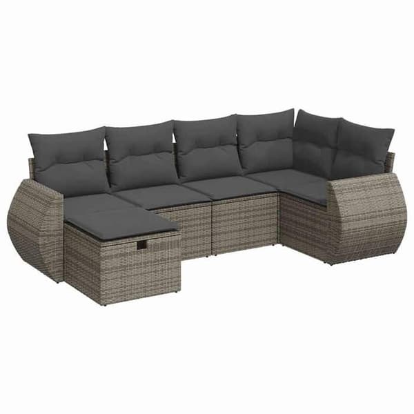 Maison Exclusive - Trädgårdsmöbler 6 delar med grå kuddar i flätad resin Grå