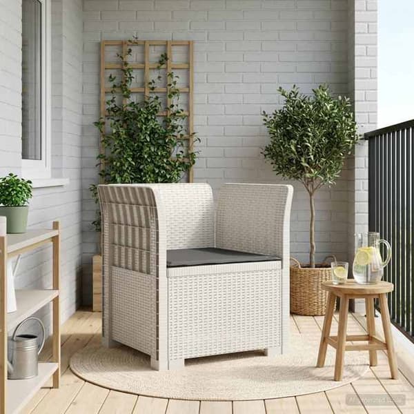Trädgårdsstol - EXKLUSIV HEM - Enkelsits rattan PP - Vit - Polypropen - Väderbeständig & UV-resistent Vit