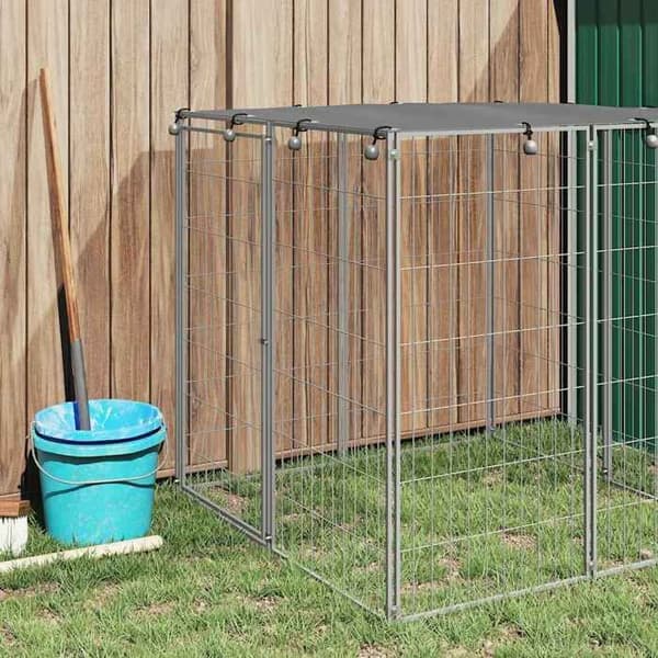 Maison Exclusive - Sølv Hundehus 110x110x110 cm Stål Silverfärgad / grå silverfärgad