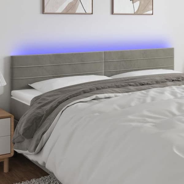 Maison Exclusive - LED Hovedgærde Lys Grå 160x5x78/88 cm Velour ljusgrått