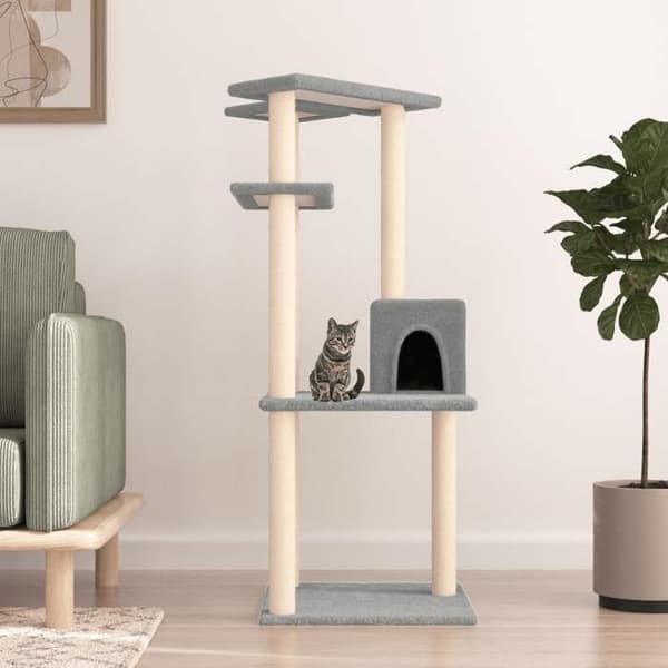 Maison Exclusive - Kattträd med sisal klöstrumpor ljusgrå 123 cm ljusgrått