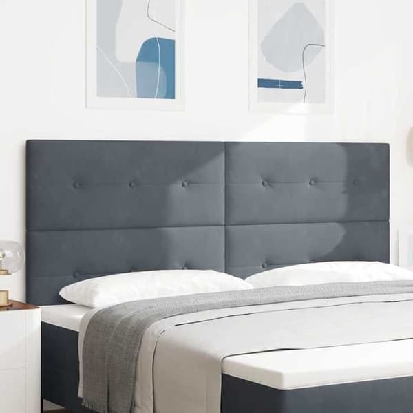 Hovedgærde - EKSKLUSIV HUS - 200 cm - Mørkegrå - Velour - Højdejusterbar Mörkgrå