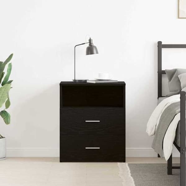 Maison Exclusive - Natbord Sort eg 50 x 32 x 60cm Ingeniørtræ