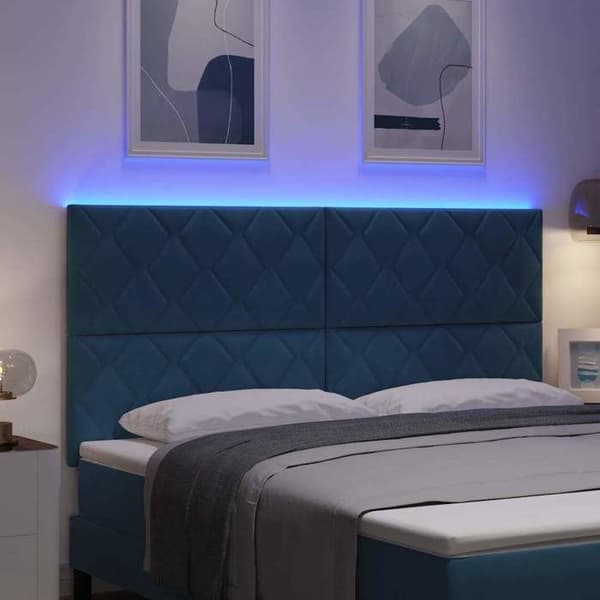 Maison Exclusive - LED-huvudgavel Mörkblå 180 cm Sammet