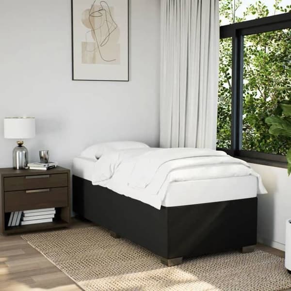 Maison Exclusive - Seng med lamelbund og madras Sort 90x200 cm Stof