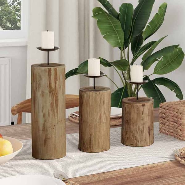 Maison Exclusive - 3-delt lysestage i massivt teaktræ
