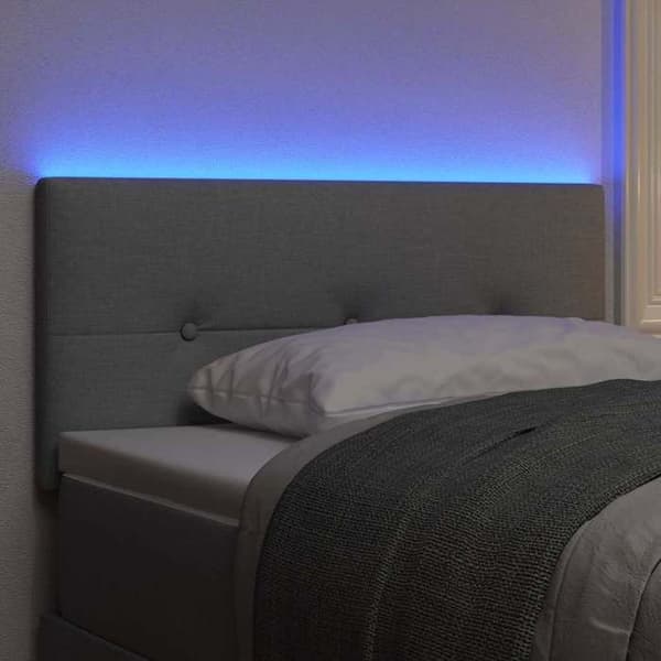 Maison Exclusive - LED-huvudgavel med LED-remsor Ljusgrå 90 cm tyg Ljusgrått