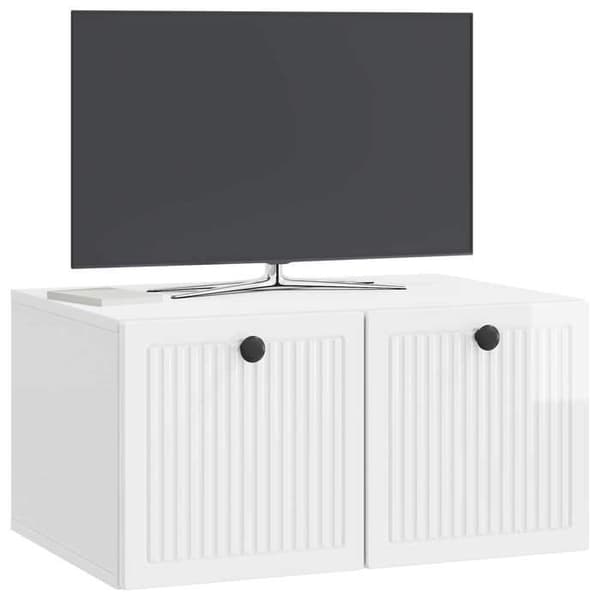Exklusivt Hem - Väggmonterad TV-möbel Väggmontering Vit glansig 59,5 x 41 x 30 cm