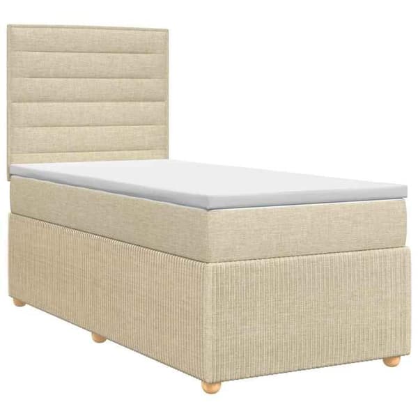Maison Exclusive - Boxspring säng med madrass Crème 90 x 200 cm Tyg Grädde