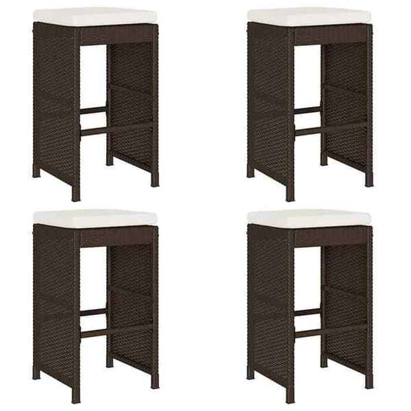 Maison Exclusive - Barstolar trädgård kuddar set om 4 brun flätad resin brun