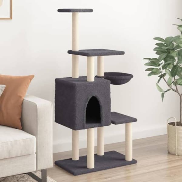 Maison Exclusive - Kattekradsetræ med sisal kløer Mørkegrå 131 cm Mörkgrå