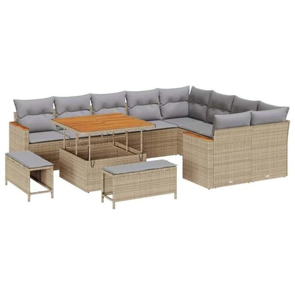 Maison Exclusive - Trädgårdsoff-set 12 delar 9-sits Beige beige